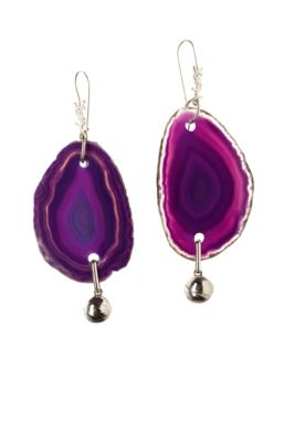 Arty Earrings with Violet Agate Stone