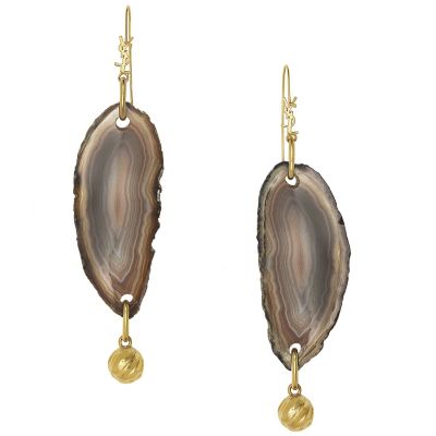 New Arty Earrings with Multicolor Agate Stones