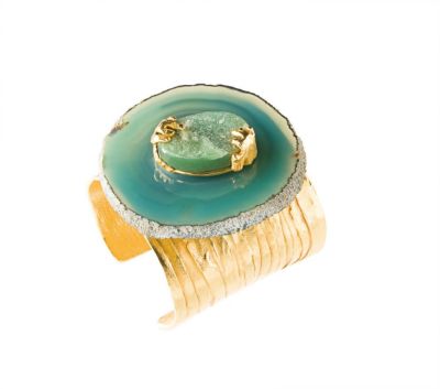 Medium Arty Bangle with Blue Green Aventurine Stones