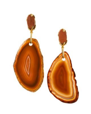 Arty Earrings with Violet Agate Stone