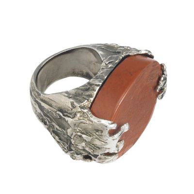 New Arty Oval Ring with Cornaline Semi-Precious Stone