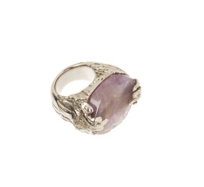 New Arty Oval Ring with Amethyst Semi-Precious Stone