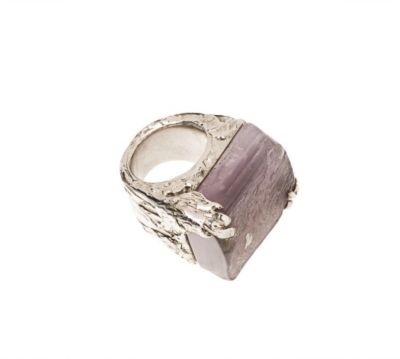 New Arty Square Ring with Amethyst Semi-Precious Stone