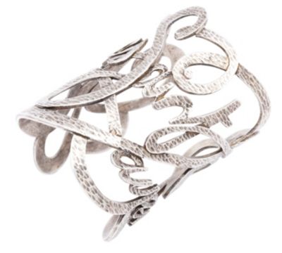 YSL Ribbon Cuff in Silver or Gold Tone Metal