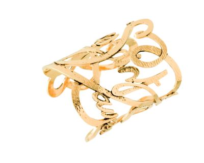 YSL Ribbon Cuff in Silver or Gold Tone Metal