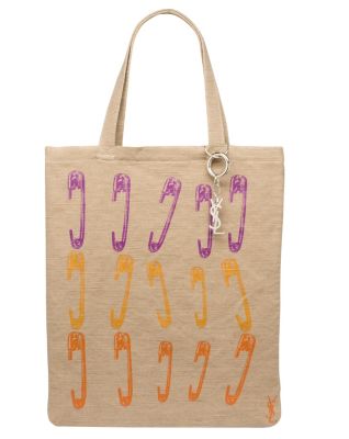 Exclusive Small YSL Pin Tote in Black or Natural Canvas