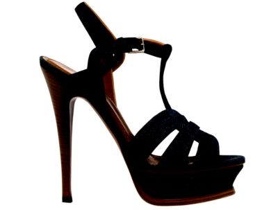 Platform Sandal in Dark Blue Denim