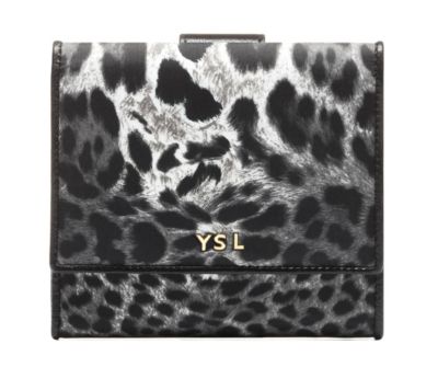 French Flap Wallet in Grey Leopard Print Nylon
