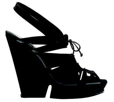 Wedge Sandal in Suede and Patent Leather