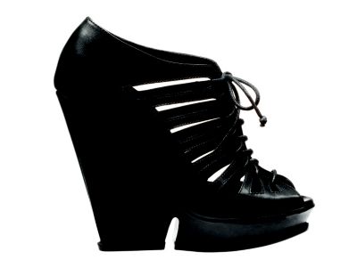 Wedge Ankle Boot in Black Leather