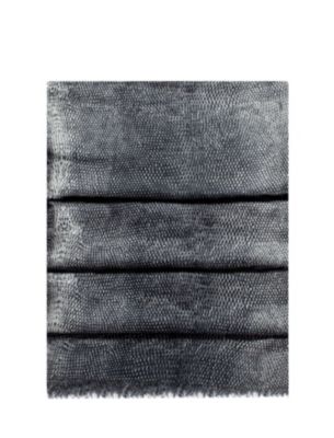 Leopard Shawl in Grey Wool and Silk Jacquard