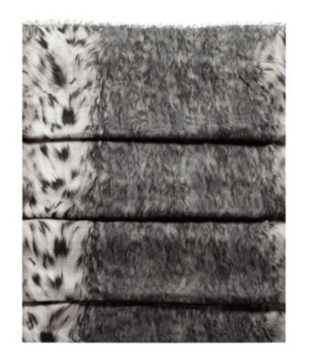 Lynx Print Large Shawl in Grey Cashmere and Jersey
