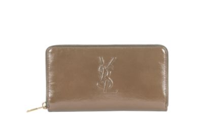 Camel Patent Zip Around Wallet
