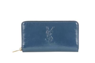 Blue Patent Zip Around Wallet