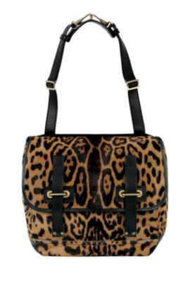 Besace Flap Bag in Leopard Buffalo Leather