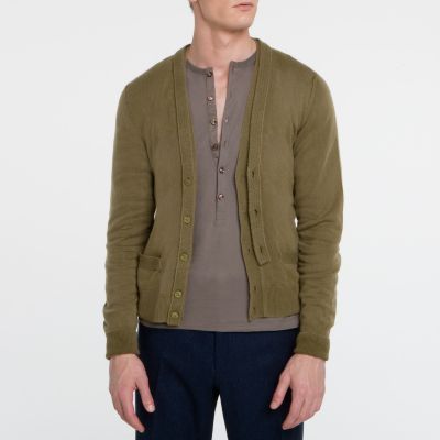 Cardigan in Metallic Gold Washed Cashmere