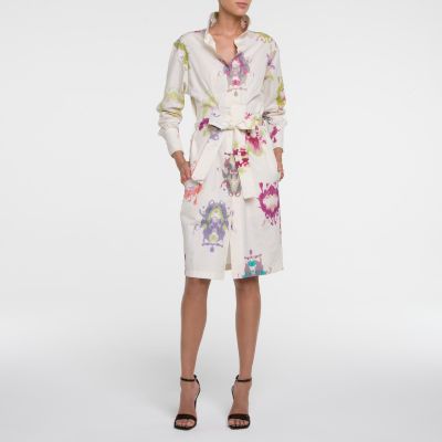 Silk Cotton Dress with Small Floral Print