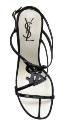 High-Heel YSL Logo Patent Sandal