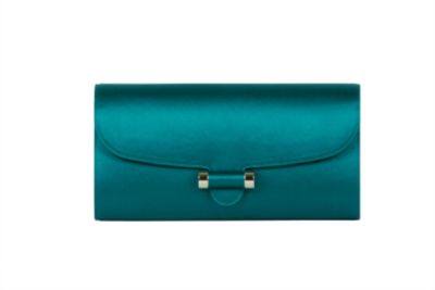 Medium Muse Clutch in Black - Turquoise or Red Silk Satin