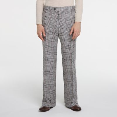Flared Pant in Blue Green Checked Wool