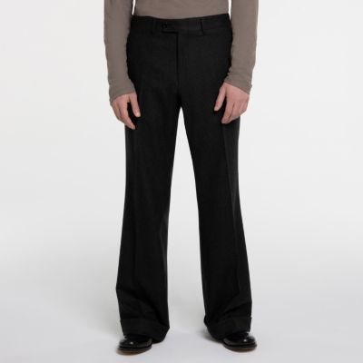 Flared Pant in Black Wool