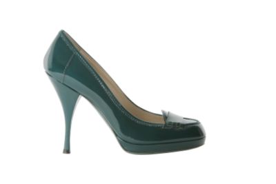 High Heeled Patent Pump in Dark Turquoise or Eggplant