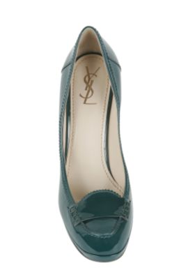 High Heeled Patent Pump in Dark Turquoise or Eggplant