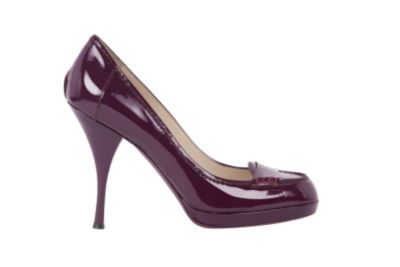 High Heeled Patent Pump in Dark Turquoise or Eggplant