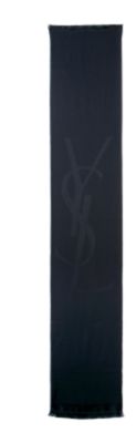 YSL Logo Wool Scarf in Black, Grey or Navy