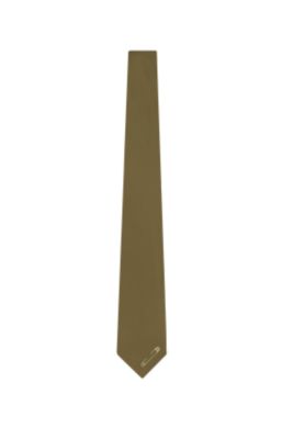 Silk Woven Tie in Gold And Beige