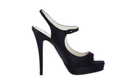 High Heeled Tribute Platform Sandal in Black or Red Satin