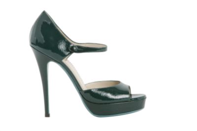 High Heeled Tribute Platform Sandal in Turquoise Patent