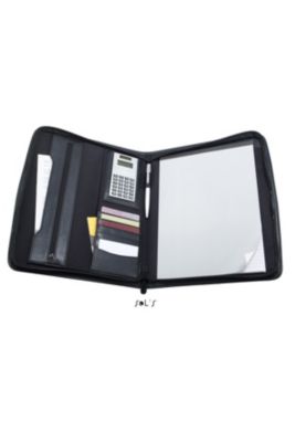 CONFÉRENCIER PU/MICROFIBRE A4 ZIPPÉ CALCULATRICE + BLOC PAPIER